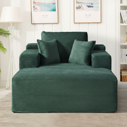 Convertible Chaise Lounge Chair With Wide Armrest &amp; Throw Pillows