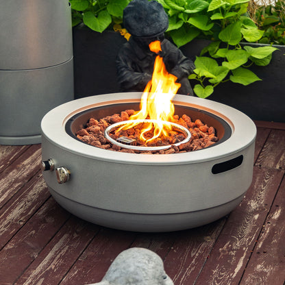 23&quot; Propane Gas Fire Pit Bowl, 40000 Btu Round Steel Fire Pit For Outside Patio Deck Garden Backyard - Gray