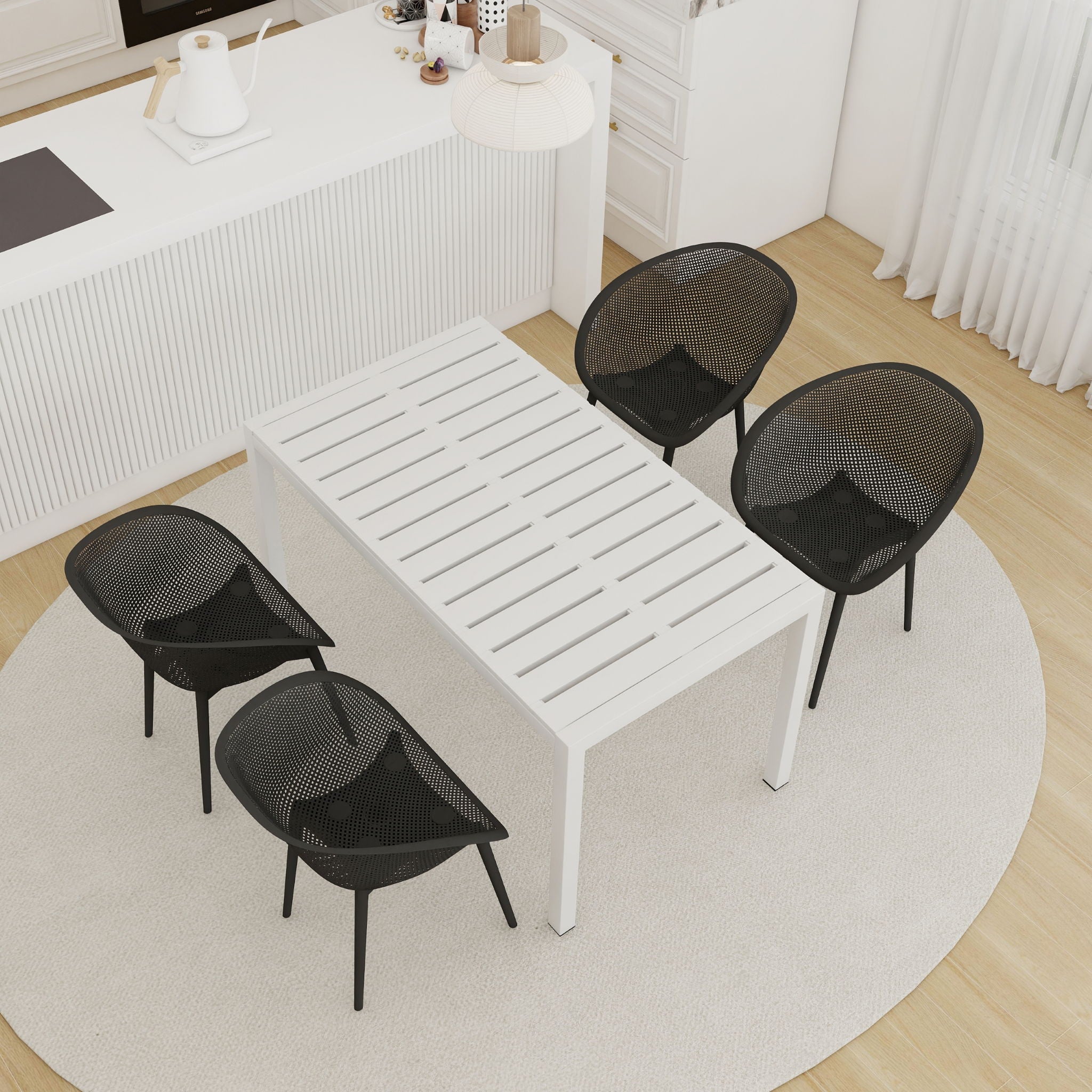 4 Pack Lounge Chair Set With Long Table