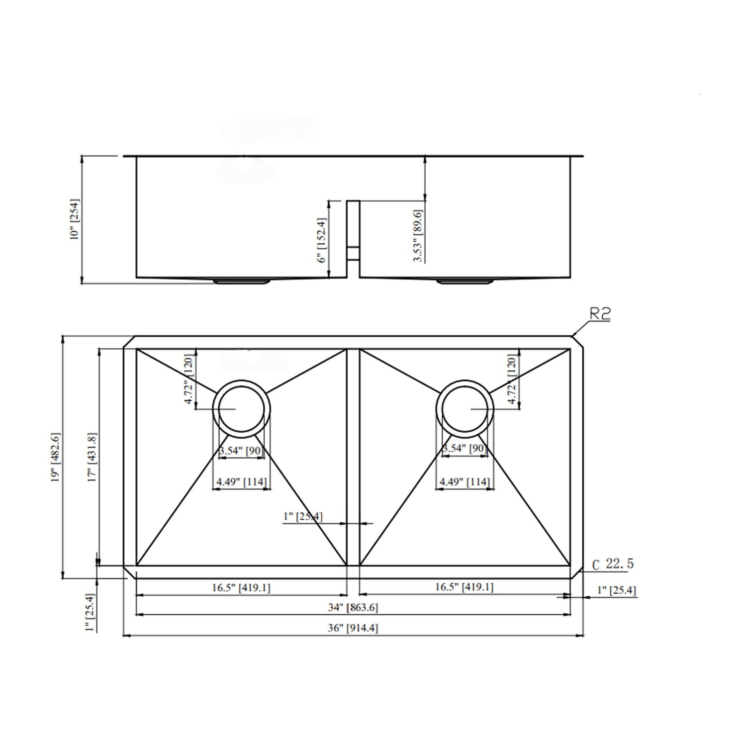 Modern Double Bowl Undermount Sink Design With 10&quot; Deep Basins