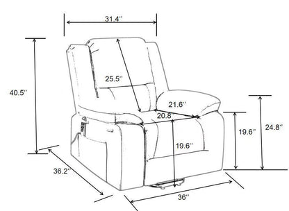 Electric Power Recliner Chair With Massage For Elderly ,Remote Control Multi-function Lifting, Timing, Cushion Heating Chair With Side Pocket Brown