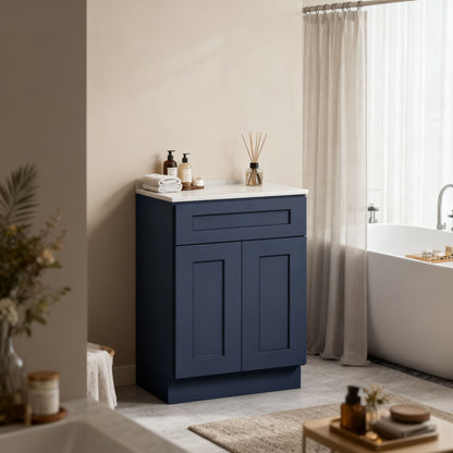Shaker Base Cabinet With Soft-Close Drawer &amp; Double Doors, Adjustable Shelf