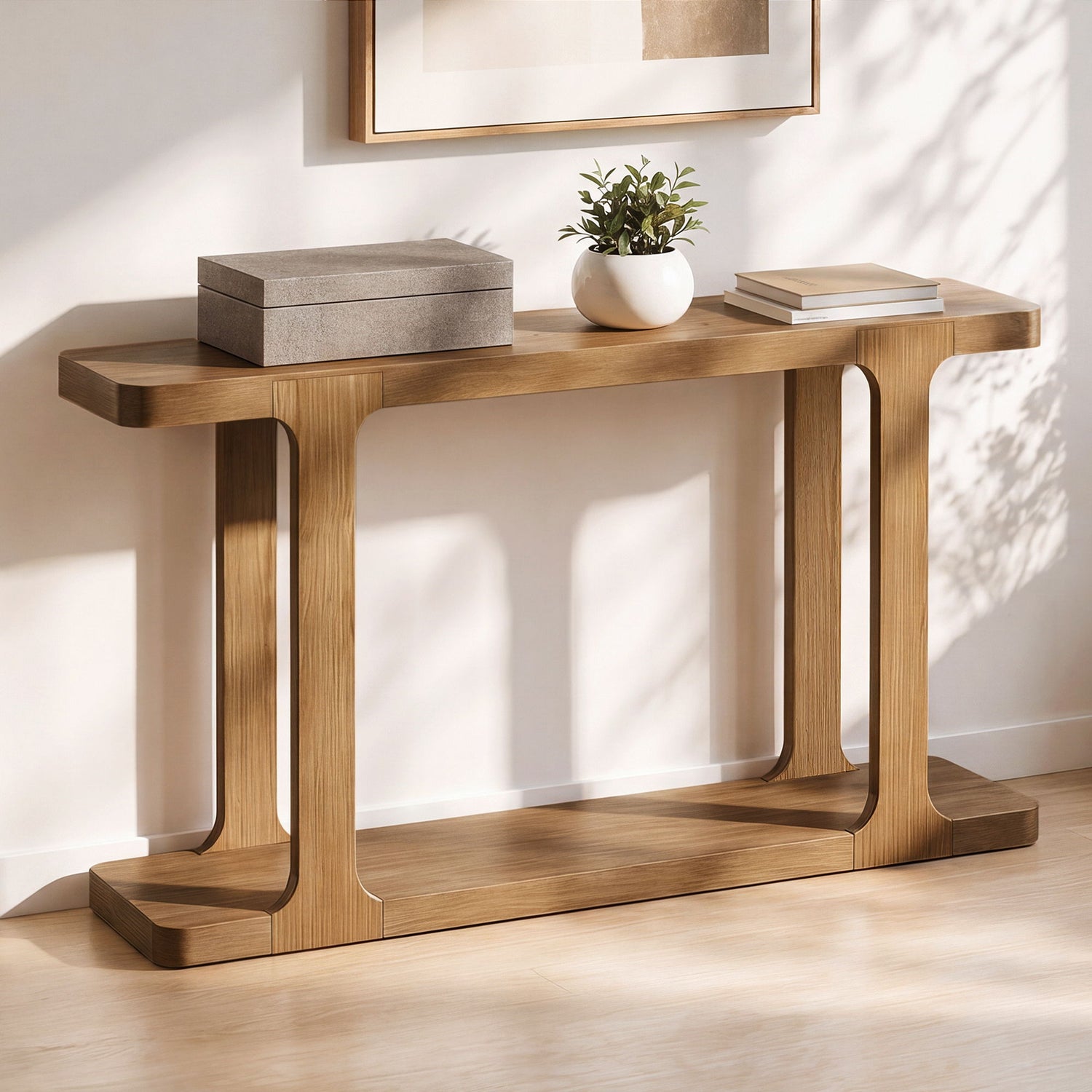 Console Table &amp; Bottom Shelf - Walnut