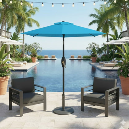 Umbrella With Crank Lift &amp; Tilt, UV-Resistant Canopy For Patio