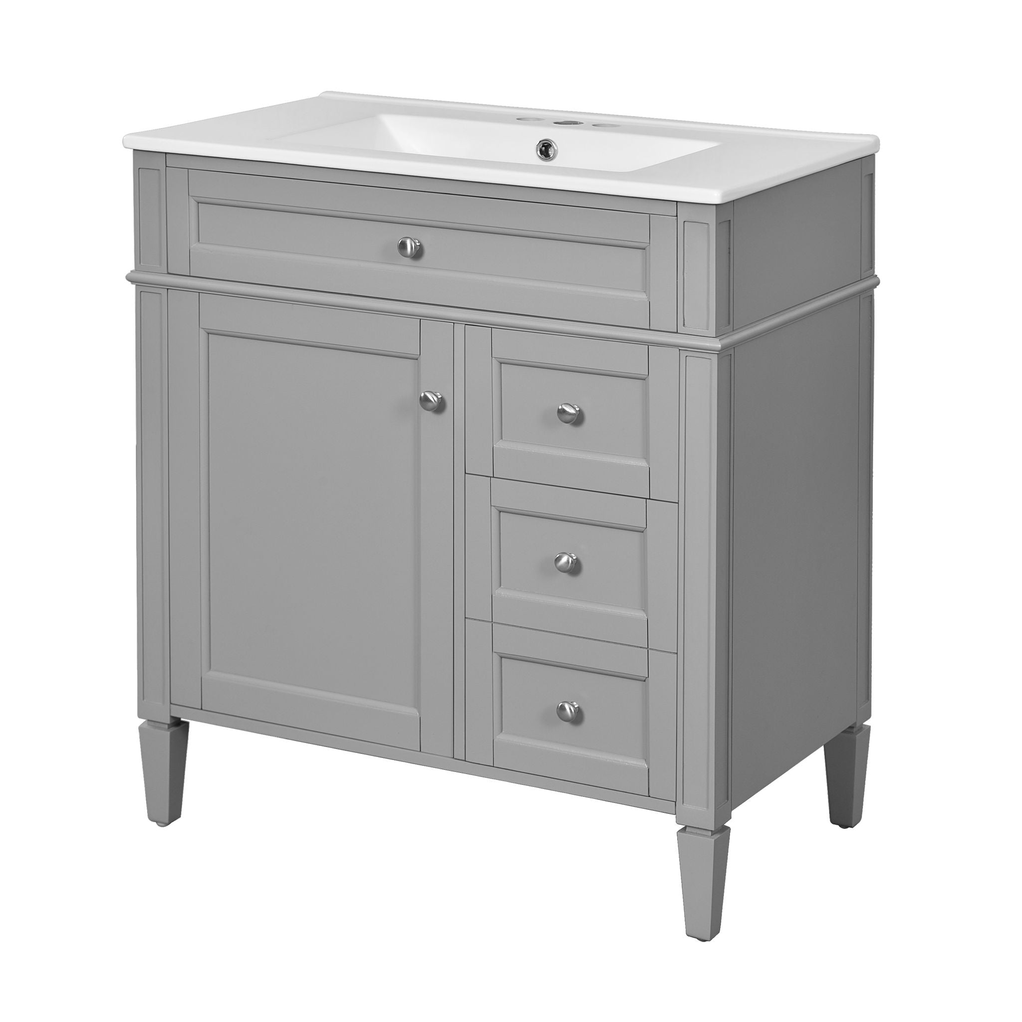 Bathroom Vanity With Top Sink, 2 Drawers &amp; Tip Out Drawer