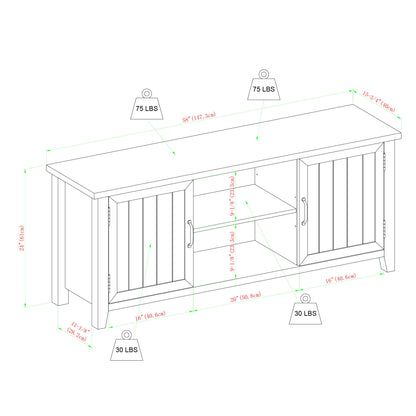 Classic Grooved Door TV Stand For Tvs Up To 65&quot;