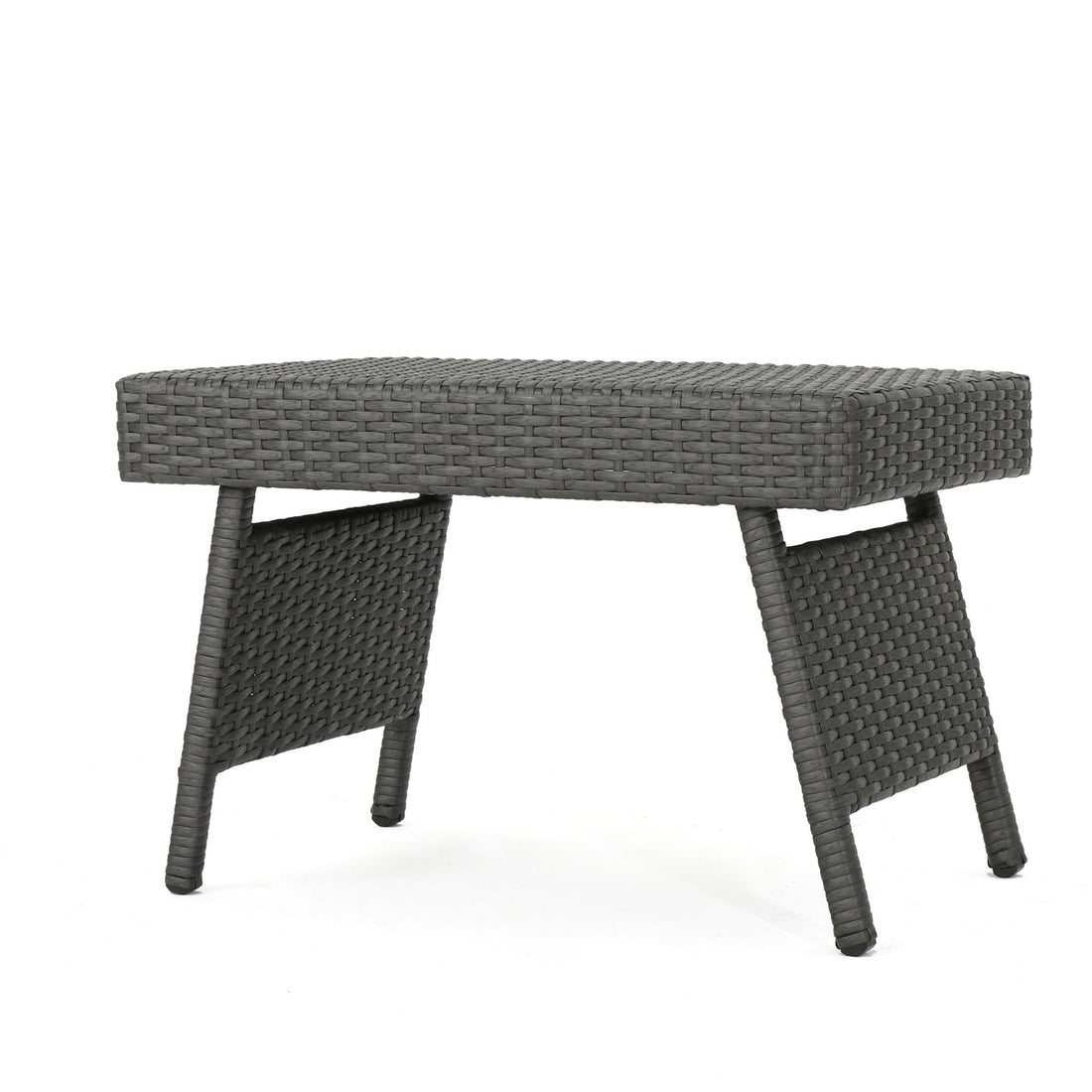 Outdoor Wicker Table With Rectangular Tabletop - Gray