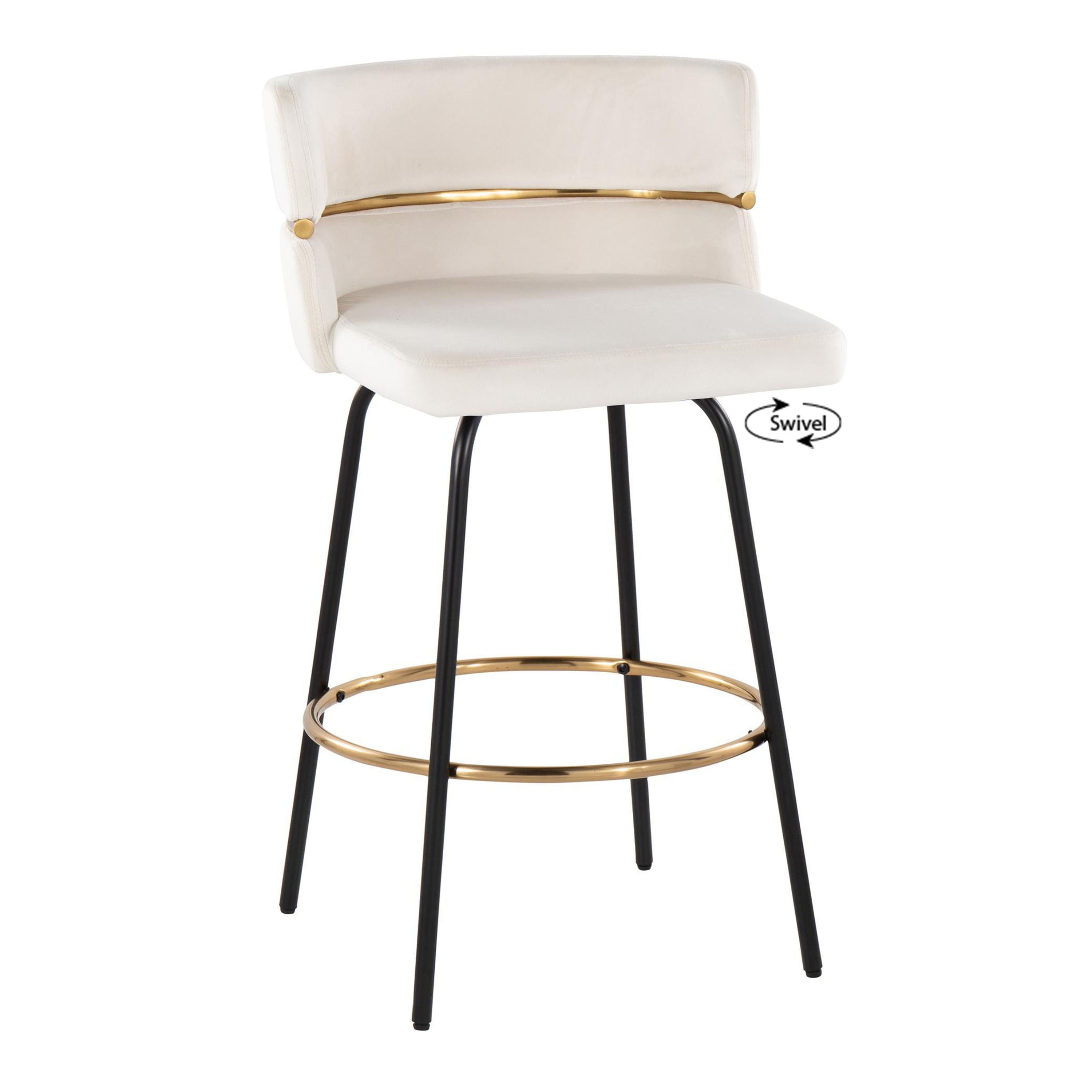 Cinch - Contemporary Fixed Height Counter Stool With Swivel &amp; Round Footrest (Set of 2)