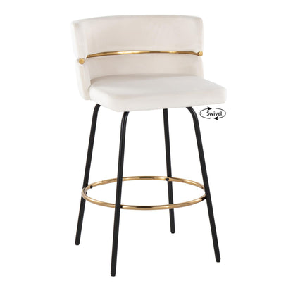 Cinch - Contemporary Fixed Height Counter Stool With Swivel &amp; Round Footrest (Set of 2)