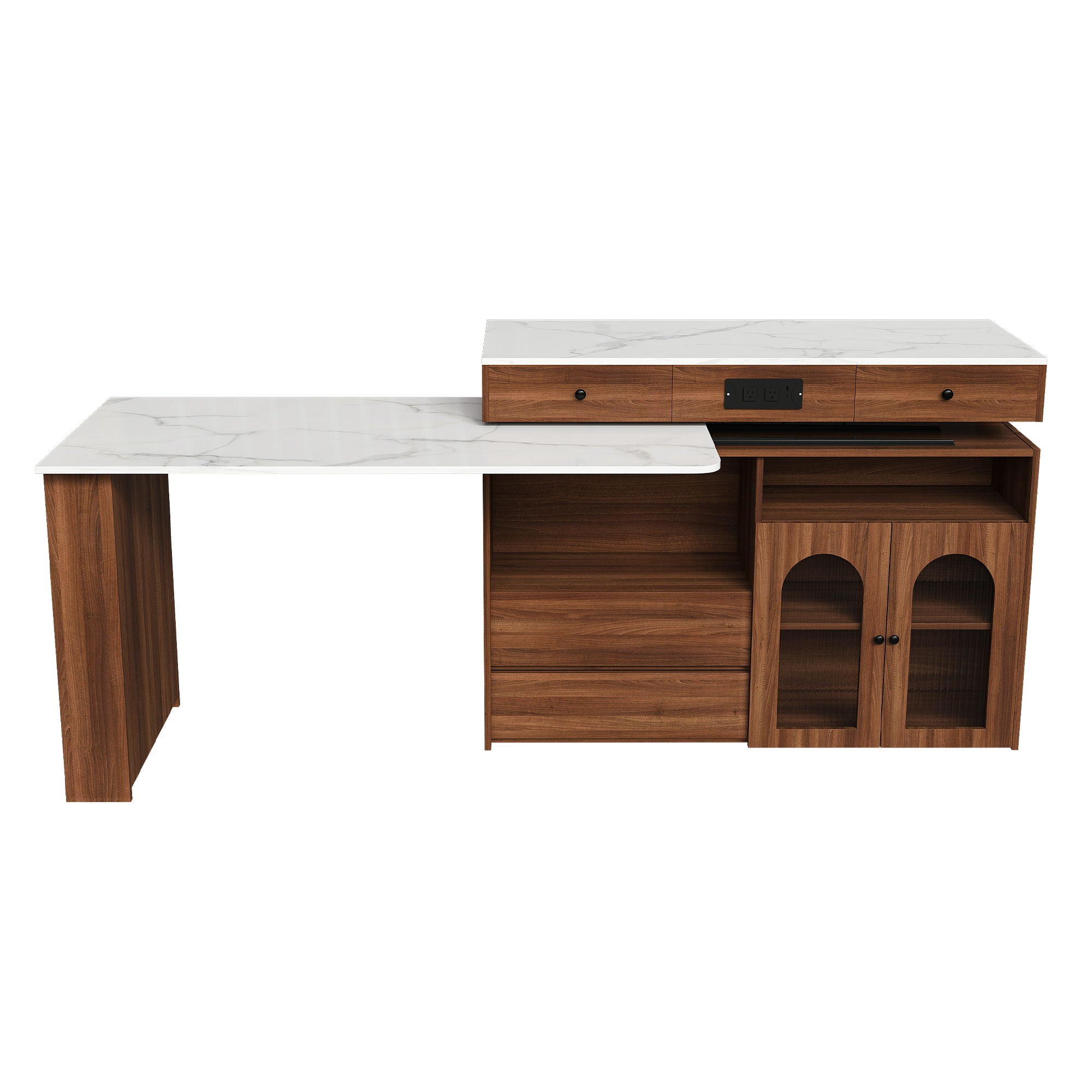 Kitchen Island With Extendable &amp; Rotating Table