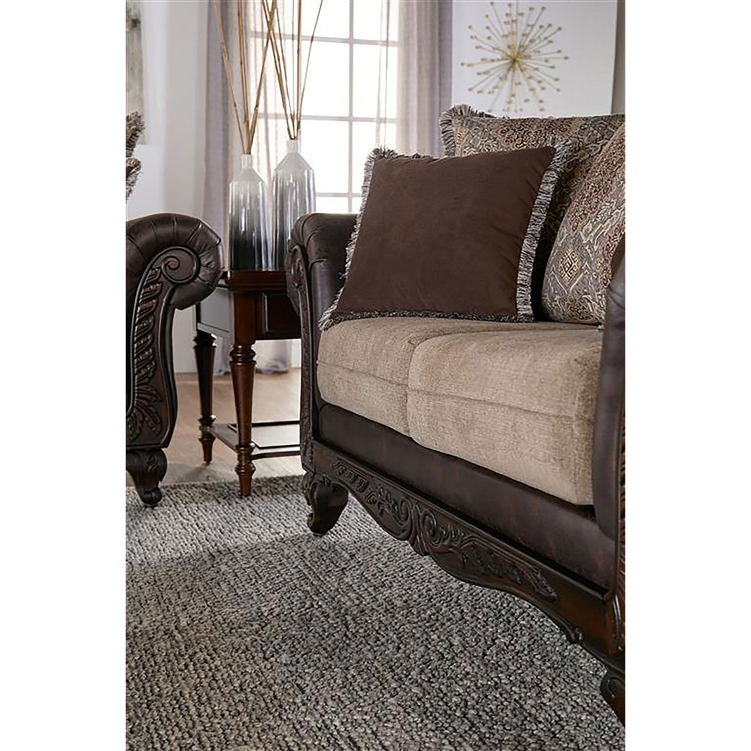 Brookridge - Rolled Arm Loveseat Sofa With Upholstery - Brown