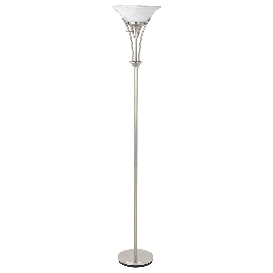 Jessa - Torchiere Floor Lamp With Soft Glass Shade - Silver