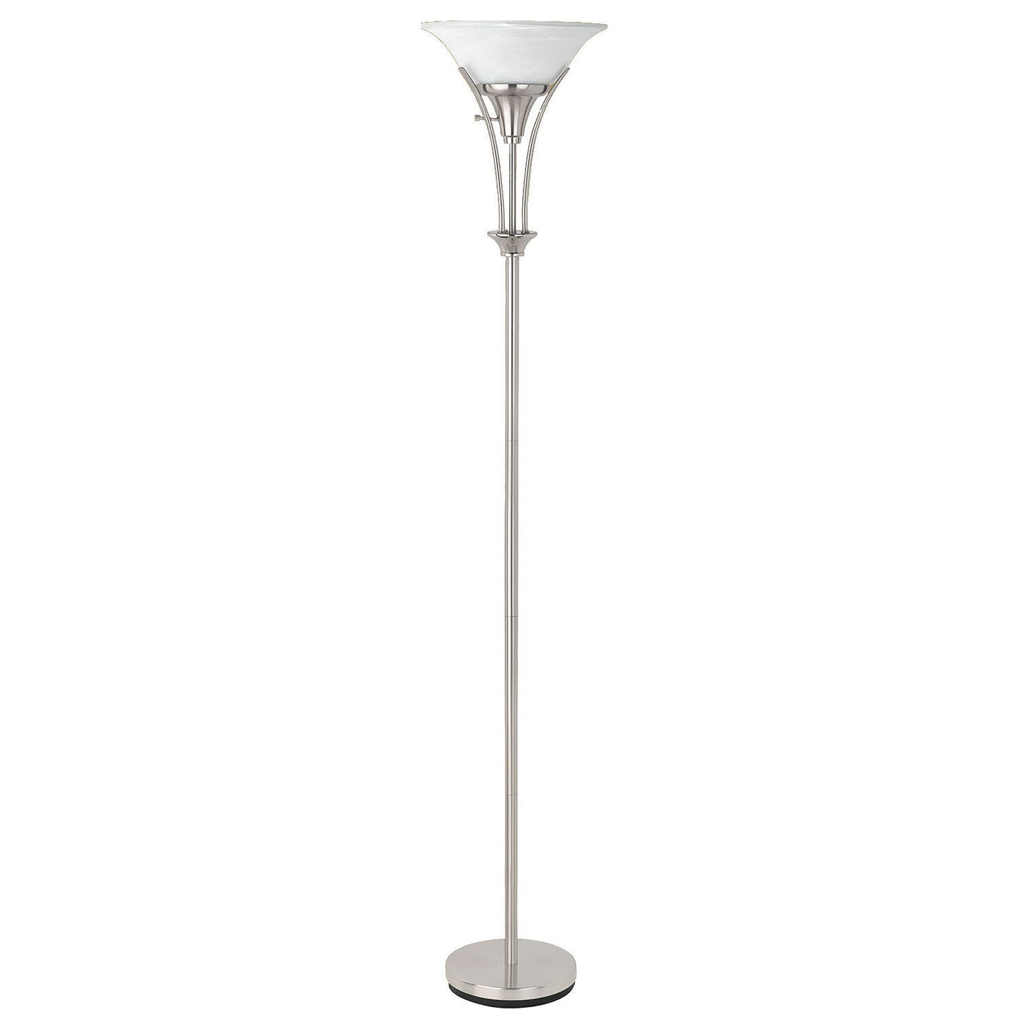 Jessa - Torchiere Floor Lamp With Soft Glass Shade - Silver