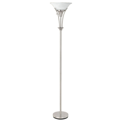 Jessa - Torchiere Floor Lamp With Soft Glass Shade - Silver