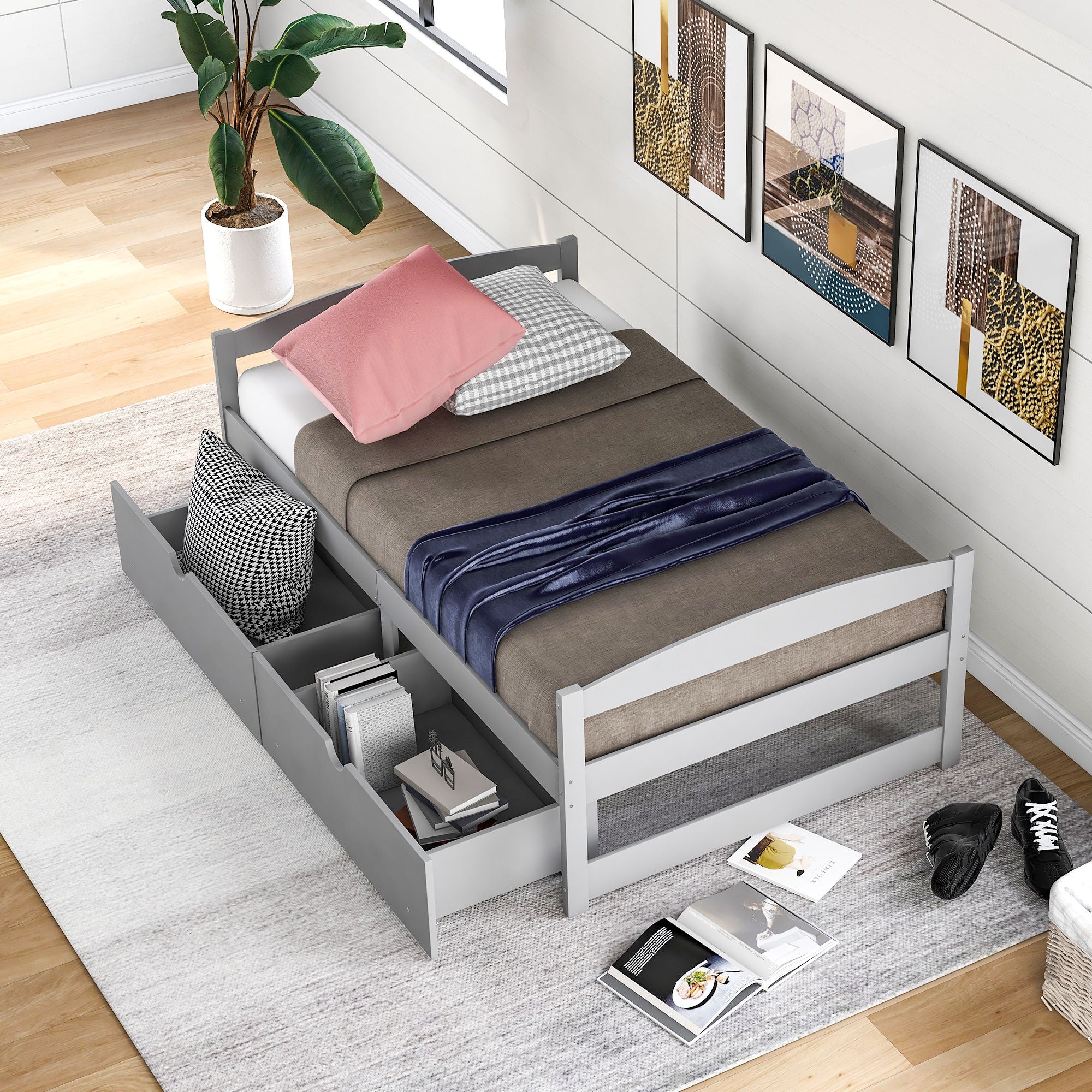 Platform Bed With 2 Drawers