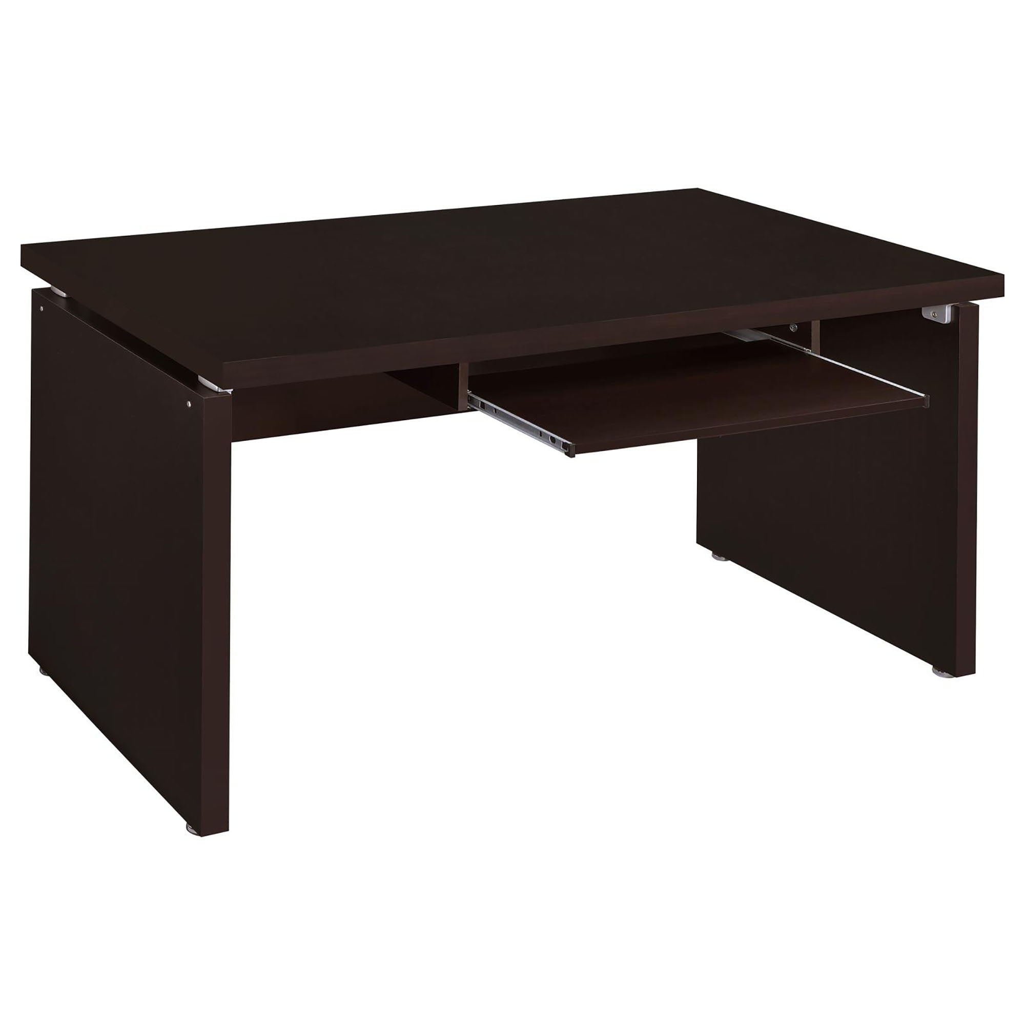 Floating - Top Computer Desk With Pullout Keyboard Shelf - Brown