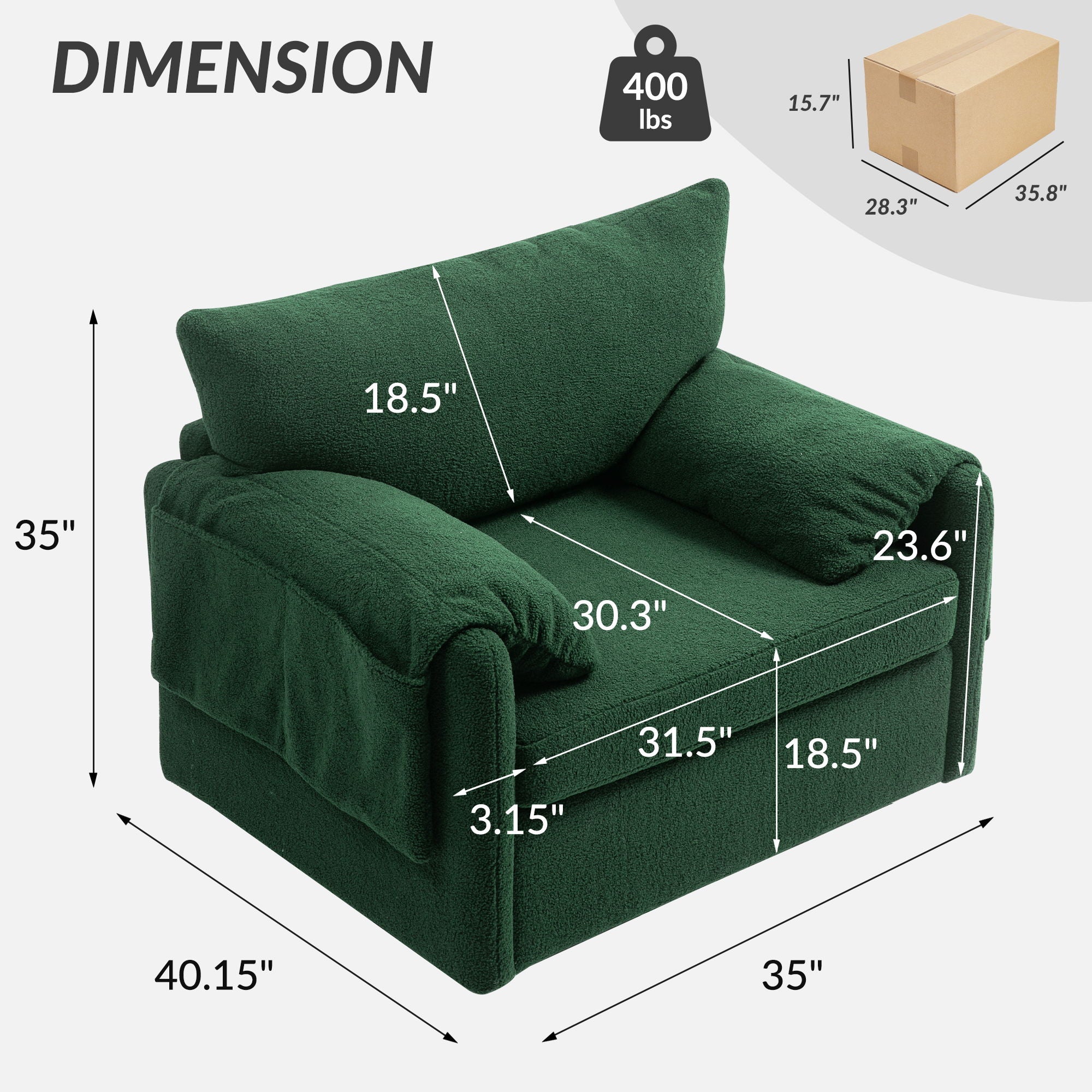 Oversized Swivel Armchair Modern Chair &amp; Single Sofa Lounge, Comfortable Seating For Living Room