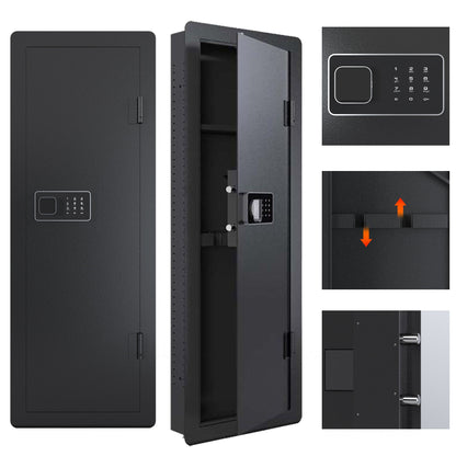 Wall Gun Safe, Gun Safes For Home, Gun Safes &amp; Cabinets, Wall Safes Between The Studs, Quick Access Rifle Safe With Removable Shelf And Digital Keypad