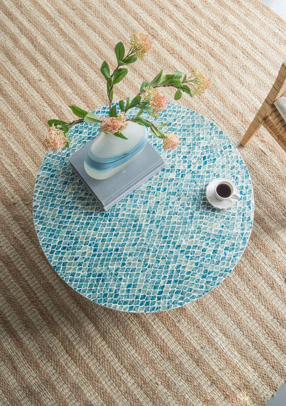 Unique Capiz Coffee Table &amp; Pedestal Base