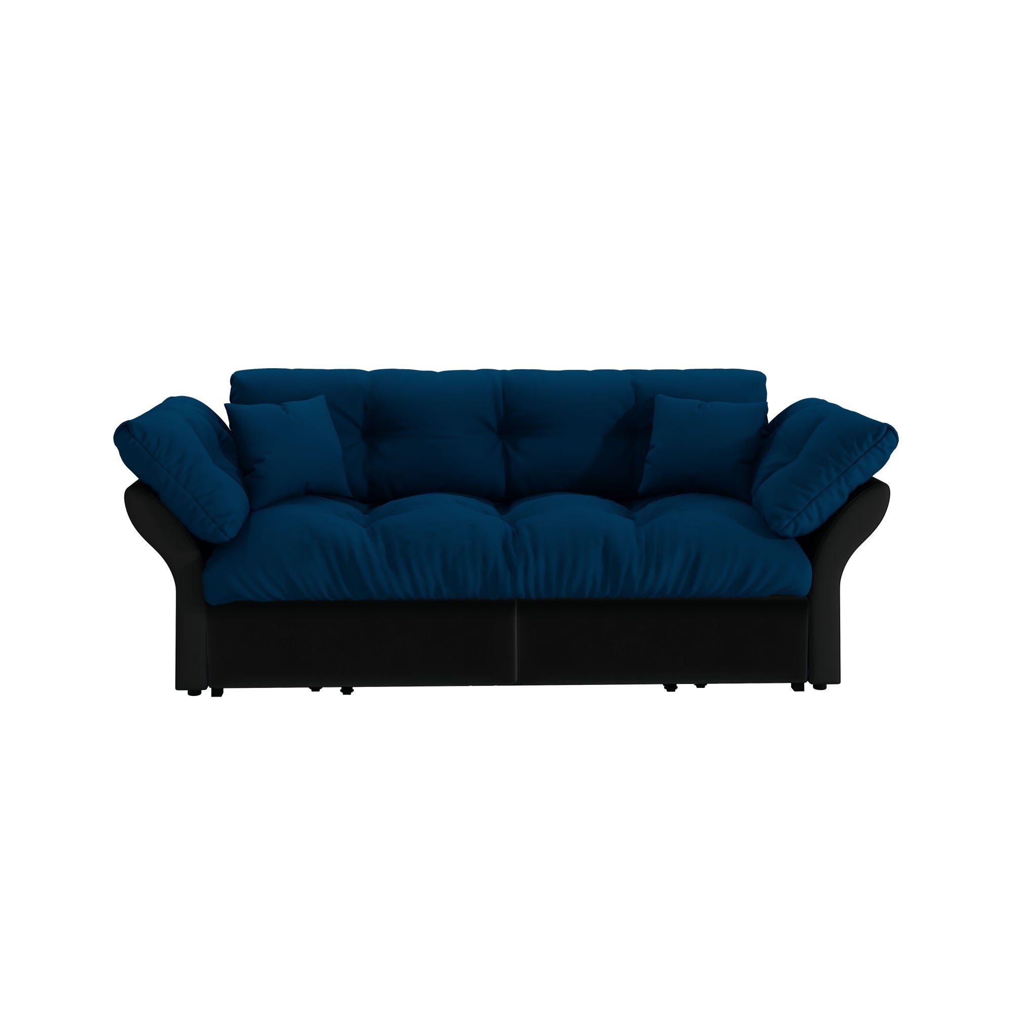 Queen Pull Out, 3 In 1 Convertible Sleeper Tufted Sofa &amp; 2 Soft Pillows