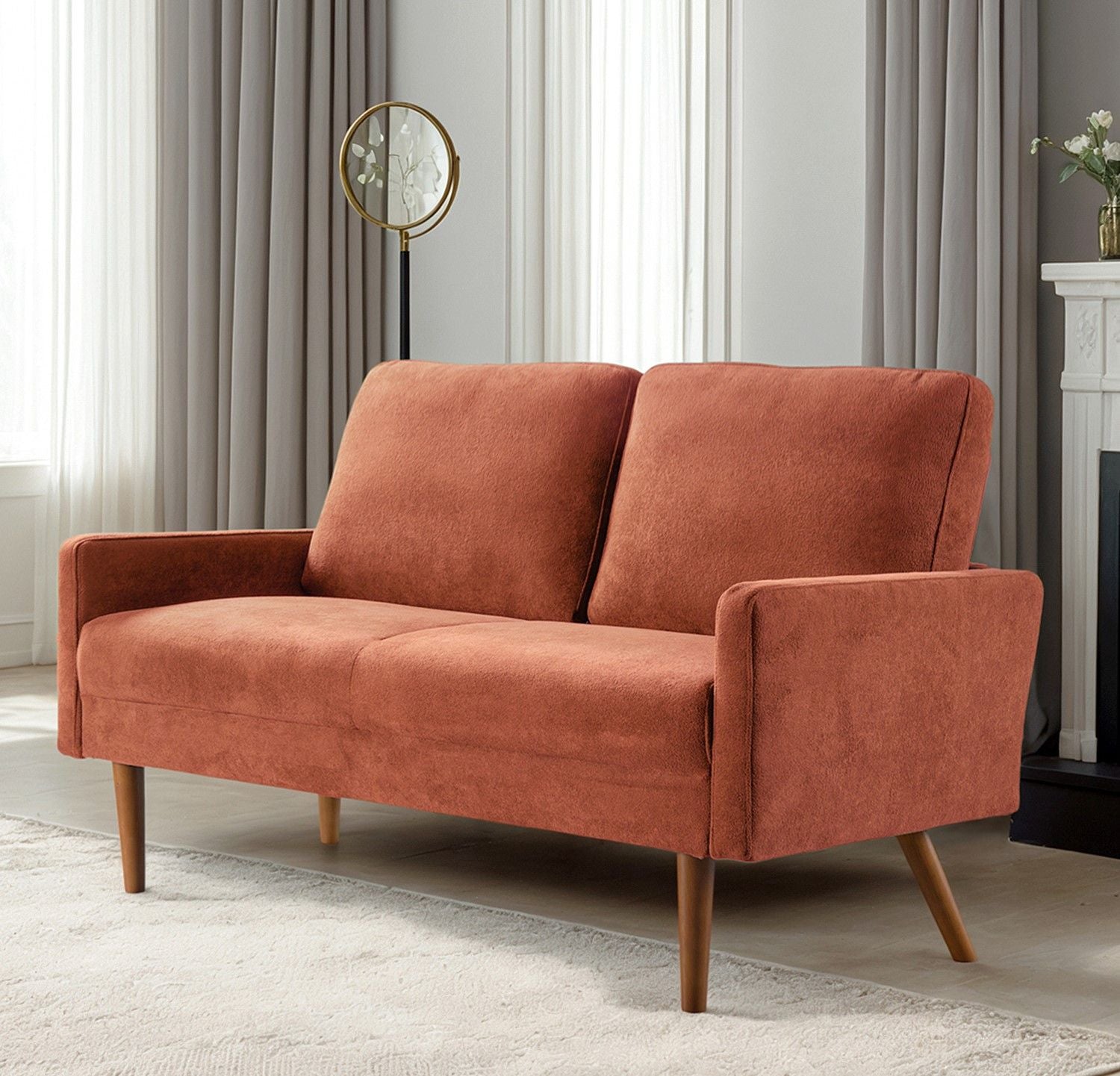 Loveseat Sofa, European Style With Sleek Design, Modern &amp; Vintage Flair, Upholstered 2 Seater Couch