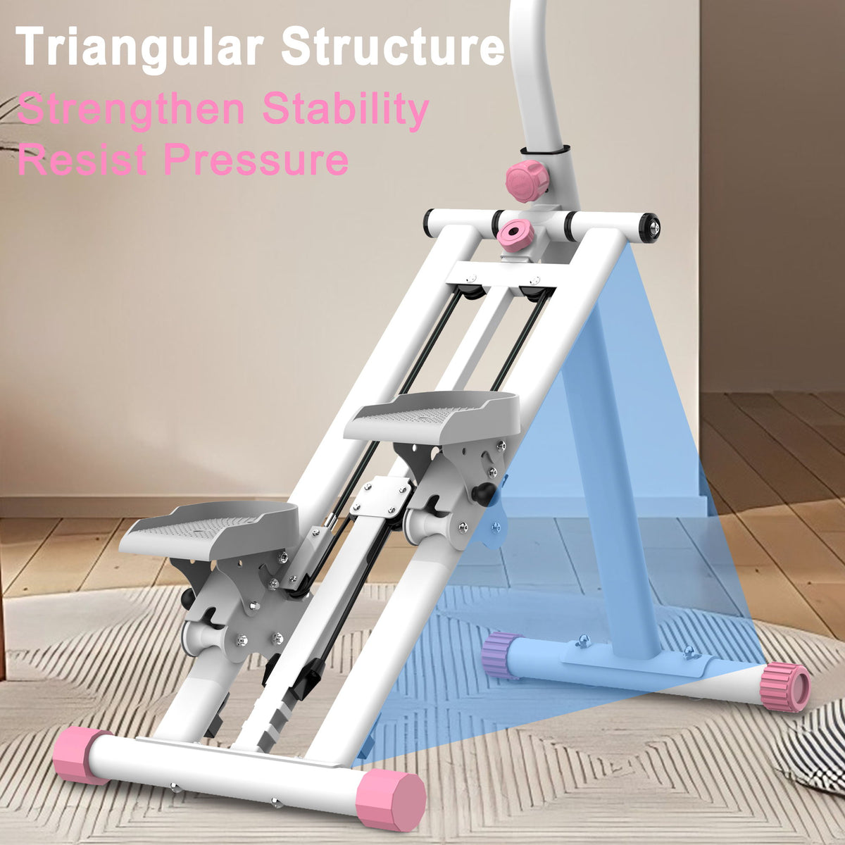 Stair Stepper With Resistance Home Upgrade Vertical Climber Workout Machine For Full Body Exercise - Pink