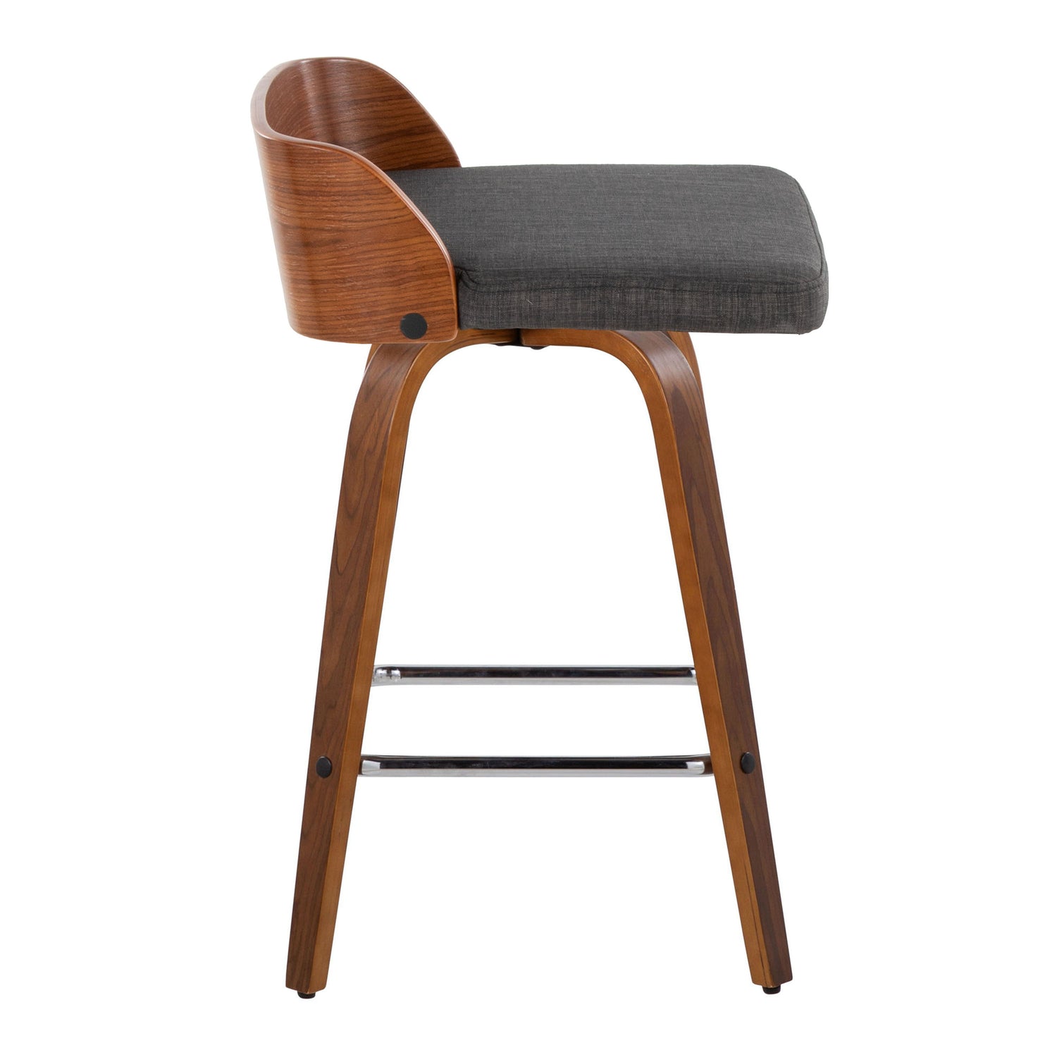 Maya - Mid Century Modern Fixed Height Counter Stool &amp; Swivel With Square Footrest (Set of 2)