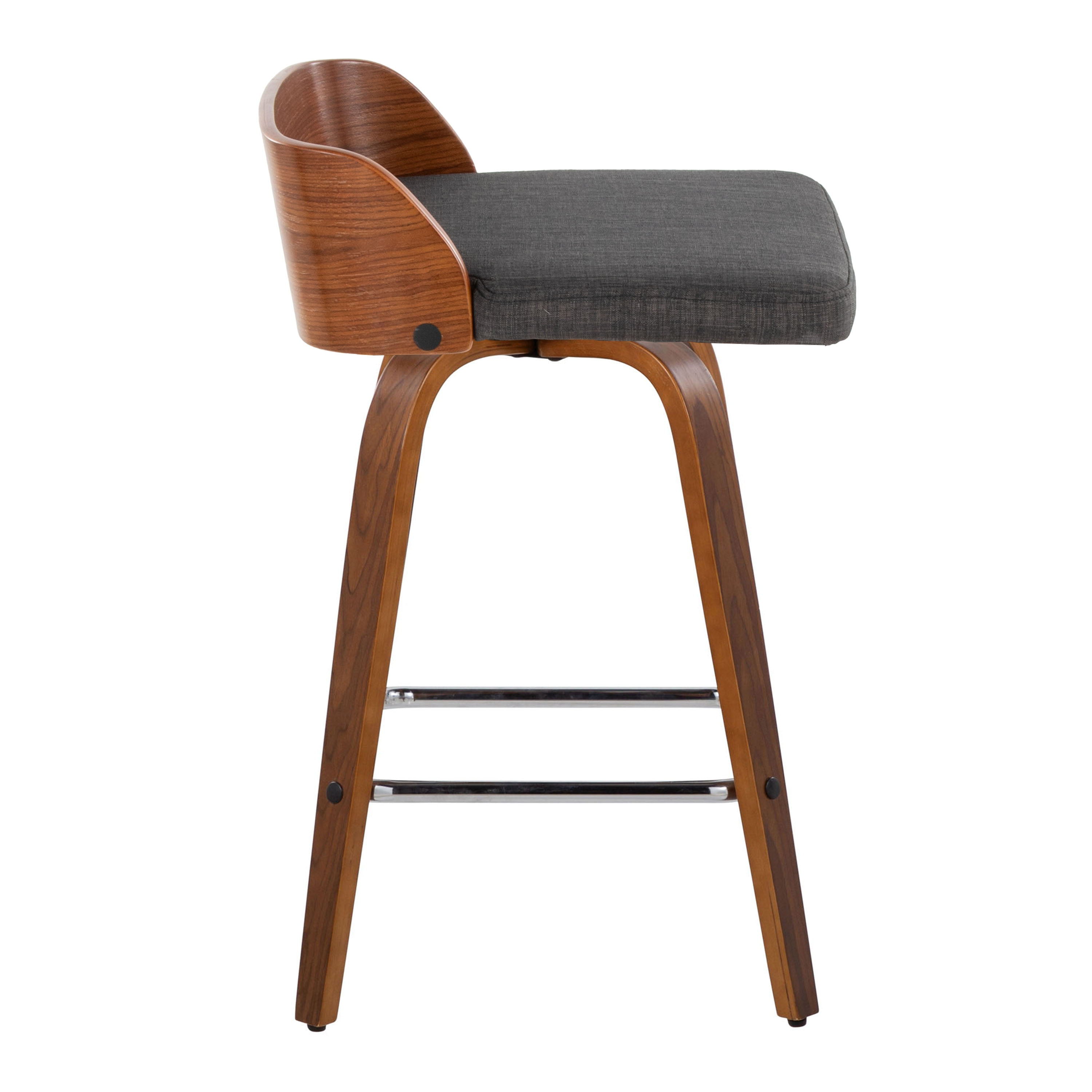 Maya - Mid Century Modern Fixed Height Counter Stool &amp; Swivel With Square Footrest (Set of 2)