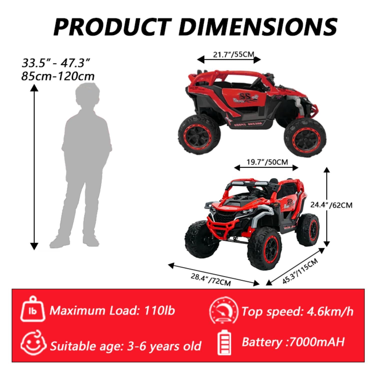 Ride On Kids Electric Truck With Remote Control, Front &amp; Rear Suspension