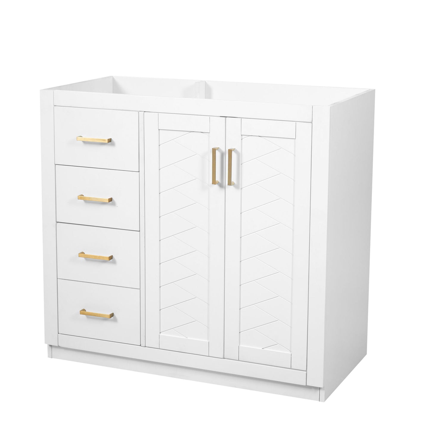 Retro Style Bathroom Vanity, 3 Drawers &amp; Soft Closing Doors