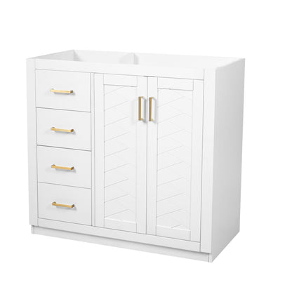 Retro Style Bathroom Vanity, 3 Drawers &amp; Soft Closing Doors