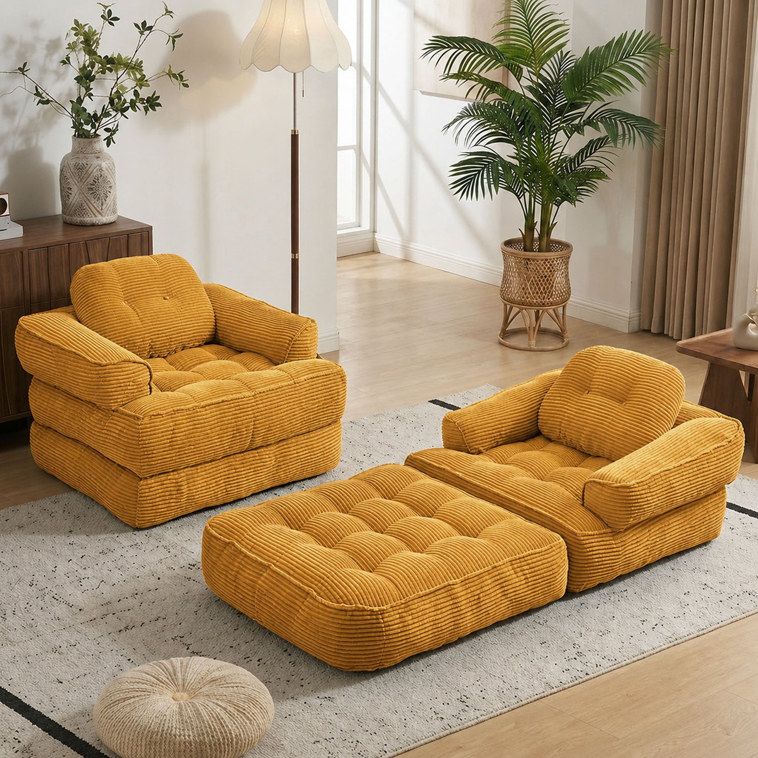 Convertible 2 In 1 Armrest Sofa For Bedroom