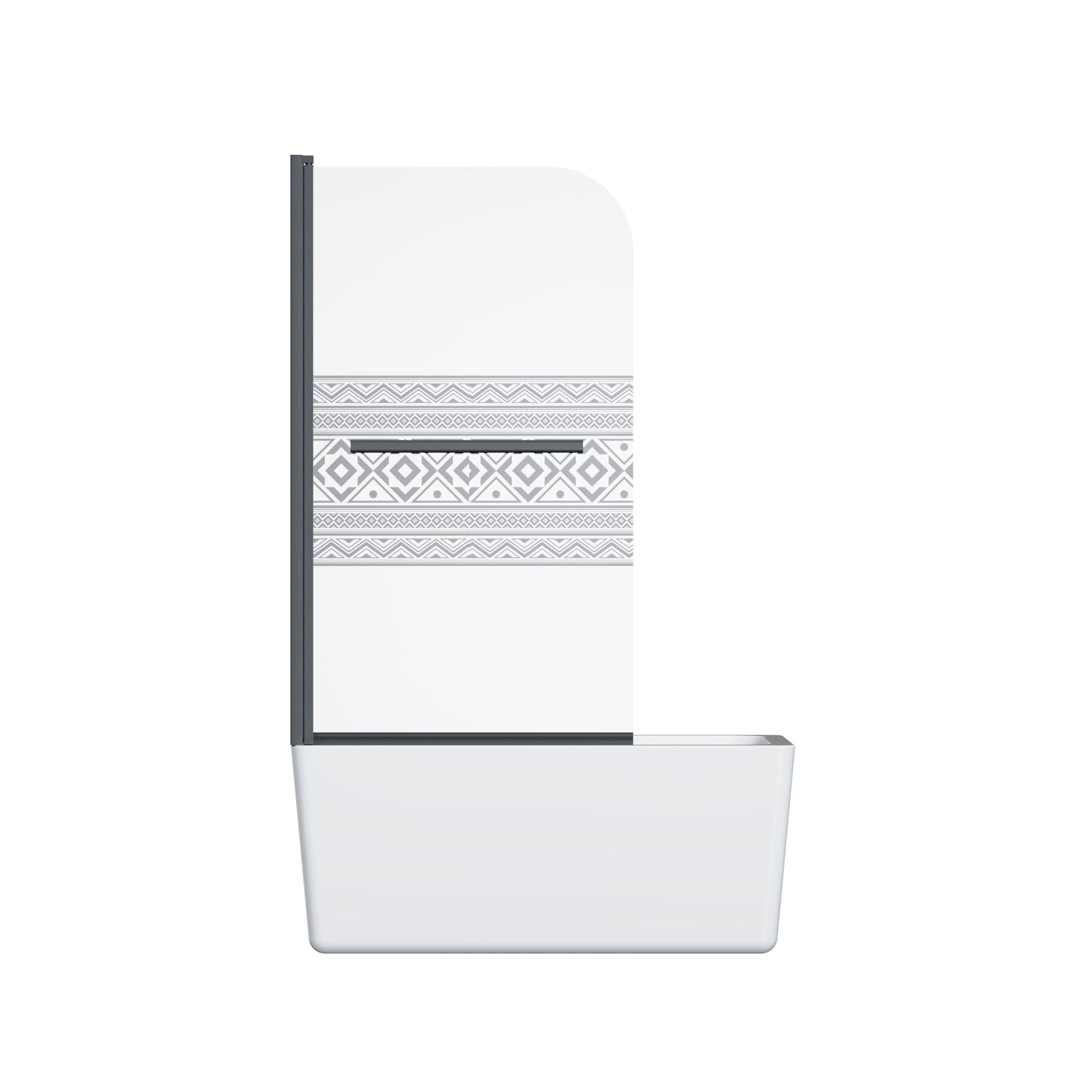 Bohemian Shower Door Bathtub With Tempered Glass And Handle - Matt Black