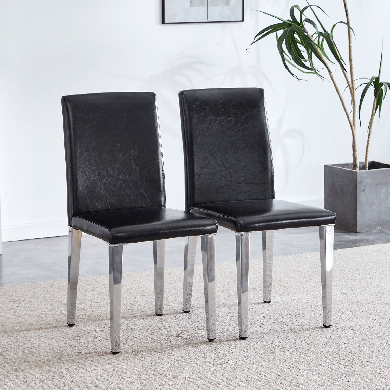 Elegant Upholstered Chairs &amp; Metal Legs