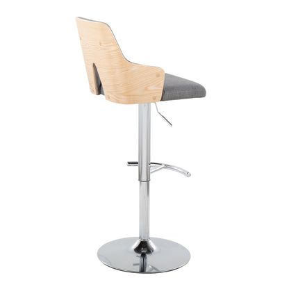 Stella - Contemporary Adjustable Barstool Stool With Swivel &amp; Rounded T Footrest (Set of 2)