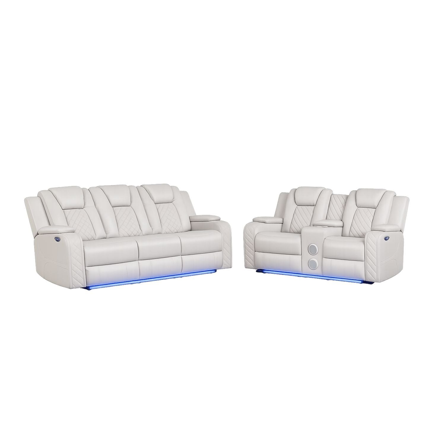 Benz - LED &amp; Power Recliner With Adjustable Headrests And Ambient LED Lighting
