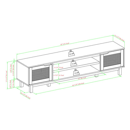 Modern Rattan Door Low TV Stand For TVs Up To 80&quot; - Black