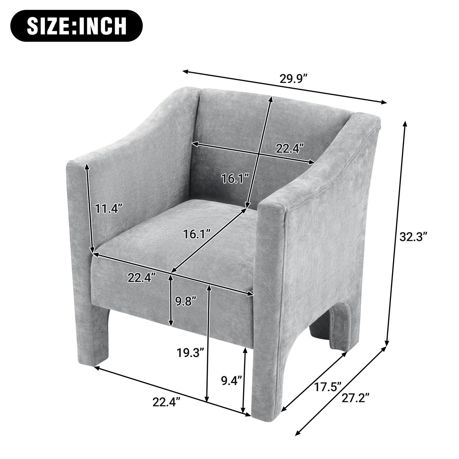 Barrel Accent Chair With Enclosed Arms