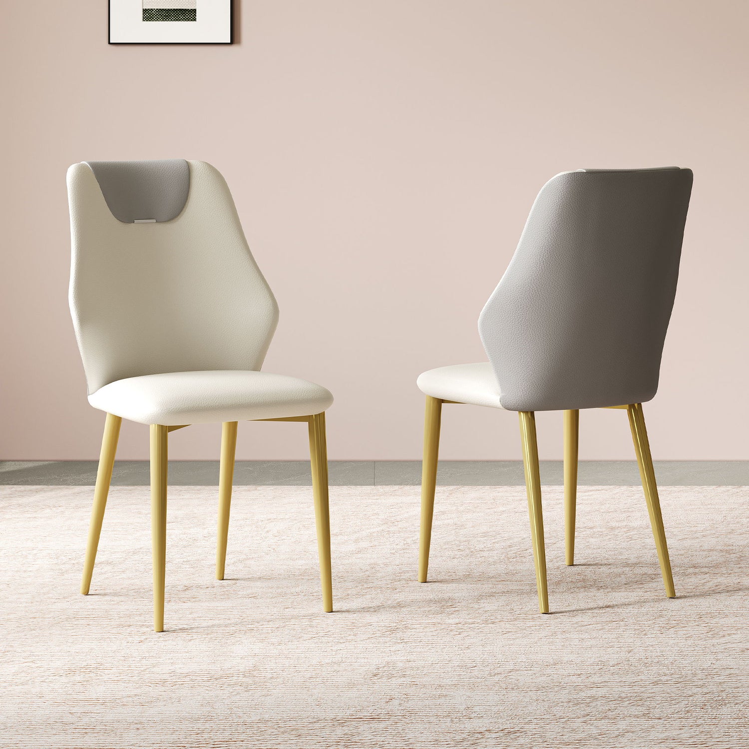 Dining Chairs (Set of 2) - Beige / Gray