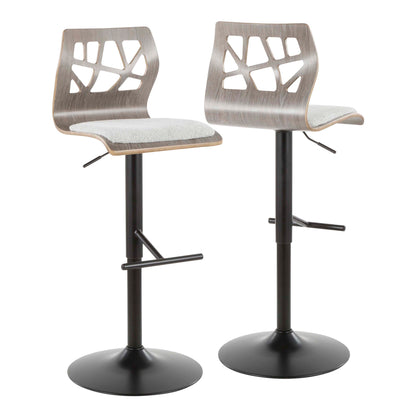 Folia - Mid Century Modern Adjustable Barstool With Swivel &amp; Rounded T Footrest (Set of 2)