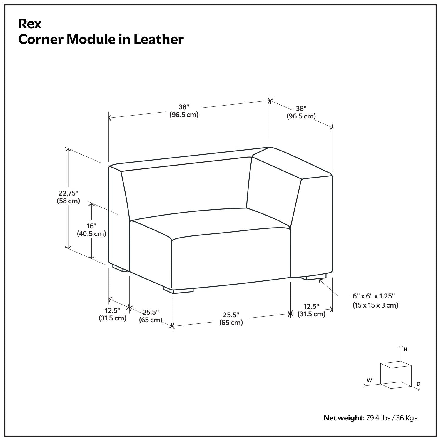 Rex - Corner Sofa Module - Brown