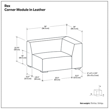 Rex - Corner Sofa Module - Brown