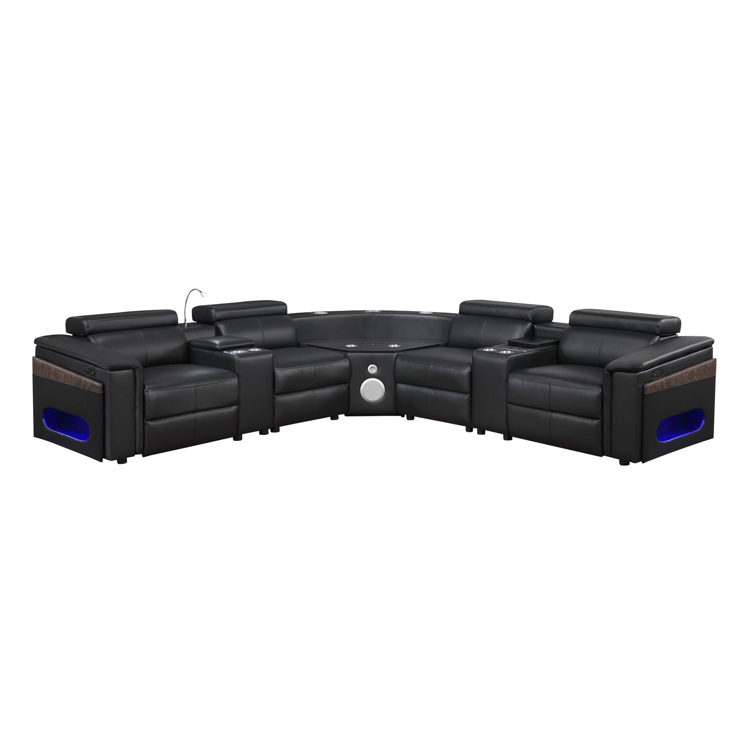 Nova - Sectional With Bluetooth Speaker, LED And Lifting Wine Cabinet