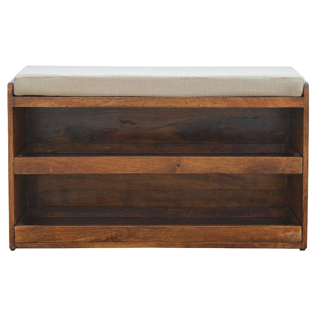 Pull Out Shoe Bench - Chestnut / Mud Linen
