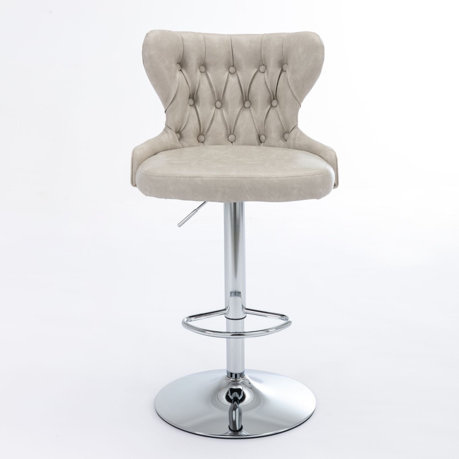 Swivel Barstools Adjusatble Seat Height From 25-33&quot;, Modern Upholstered Chrome Base Bar Stools With Backs Comfortable Tufted For Home Pub And Kitchen Island