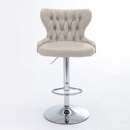 Swivel Barstools Adjusatble Seat Height From 25-33&quot;, Modern Upholstered Chrome Base Bar Stools With Backs Comfortable Tufted For Home Pub And Kitchen Island