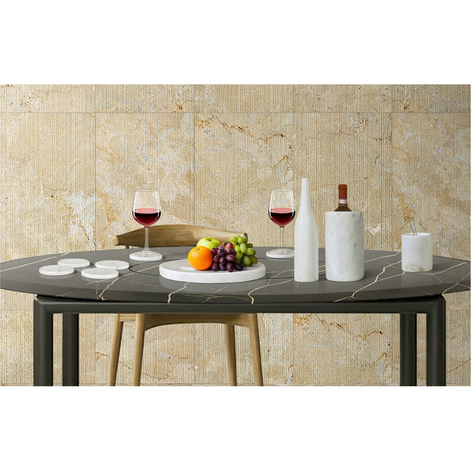 10 Pieces Luxury Natural Marble Dining Room Accessories Set