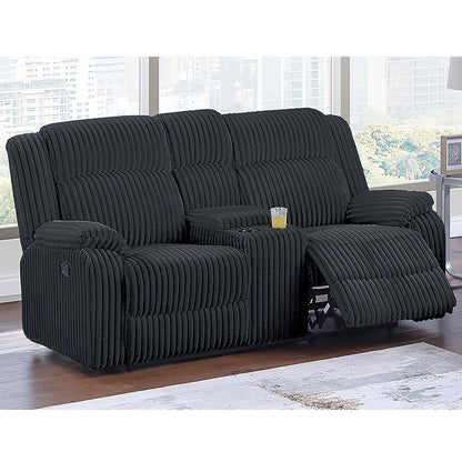 Motion Loveseat Recliner With Console Soft Seat Upholstered For Living Room - Black