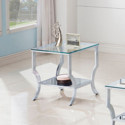 Porch &amp; Den - Square Top End Table Elegance Glass - Chrome