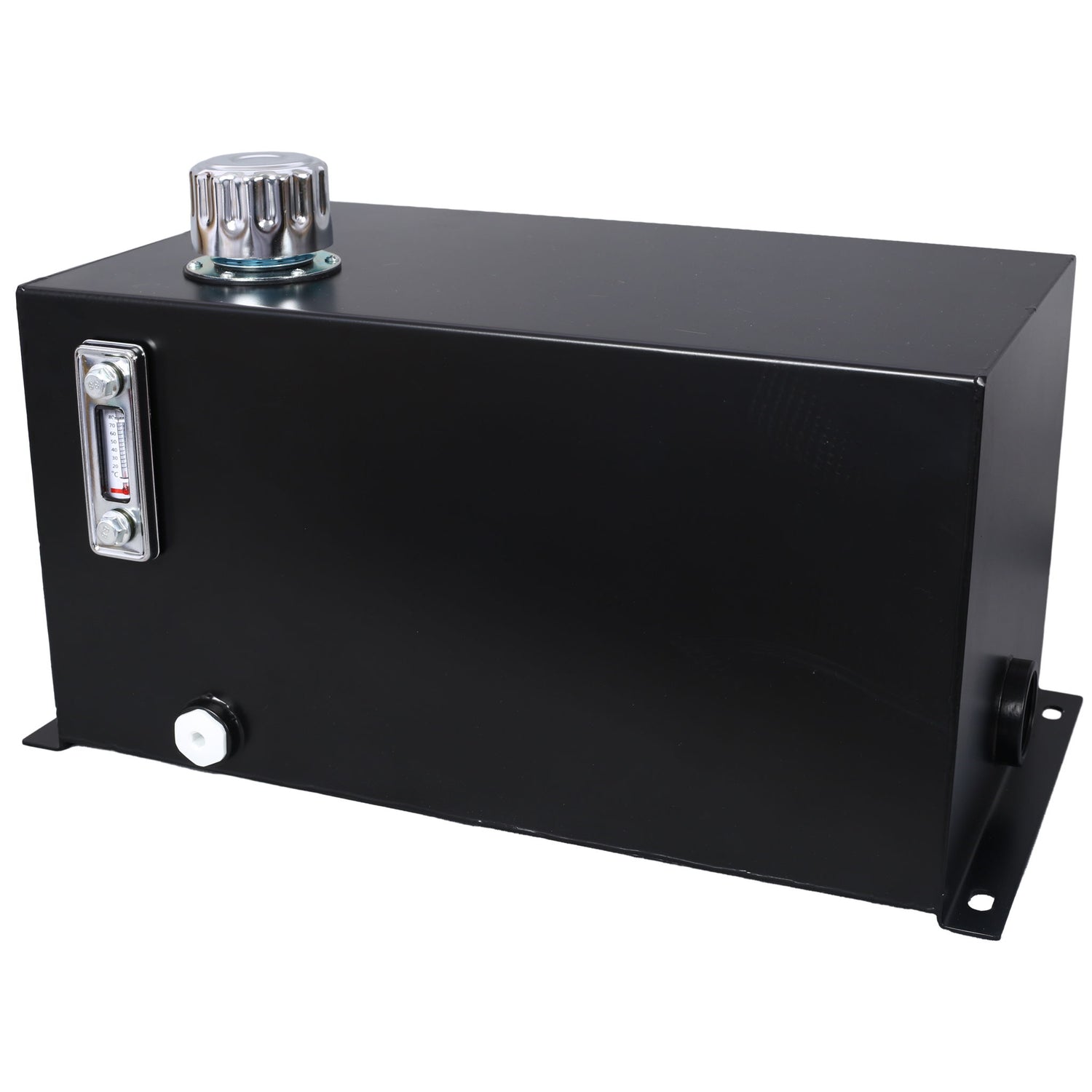 Heavy Duty Hydraulic Fluid Tank 10 Gal Steel Reservoir With Strainer, Gauge &amp; Breather Cap For Tractors &amp; Trucks - Black
